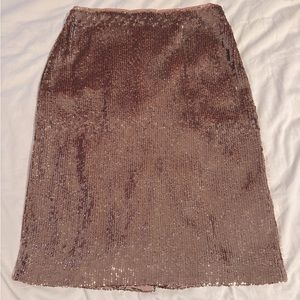 J Crew Sequined Midi Skirt.  Rose Gold